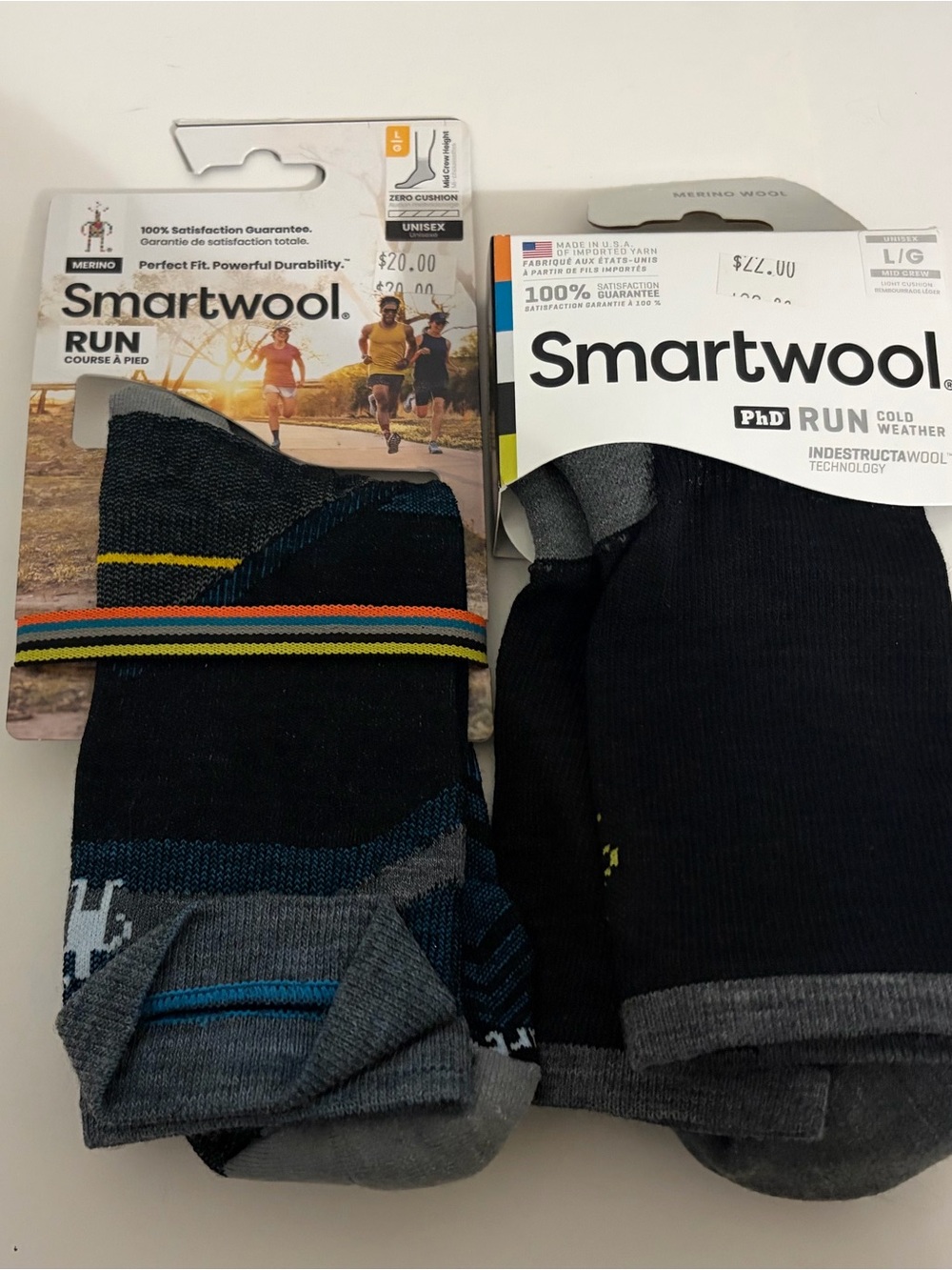 Smartwool Men's Athletic Running Socks - Black with Gray and Blue Accents